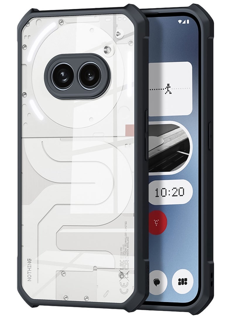 For Nothing Phone 2a Case, Camera Lens Protection Back Cover, TPU Shockproof Airbags Bumper Mobile Phone Case, Slim Fit Anti-Yellowing PC Mixed Material Protective Casing (Black Clear) - Image 1