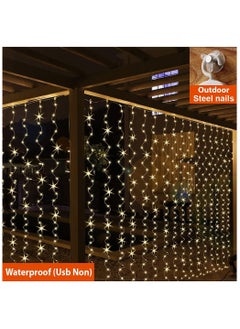 تشوسيسونج 300 مصباح LED خيطي للستارة، أضواء رمضان الخيالية، 3 × 3 أمتار، جهاز تحكم عن بعد، 8 أوضاع إضاءة، تعمل بالطاقة عبر USB، لحفلات العيد، المنزل، غرف النوم، تزيين الجدران الداخلية والخارجية (لون أبيض دافئ)  - Image 5
