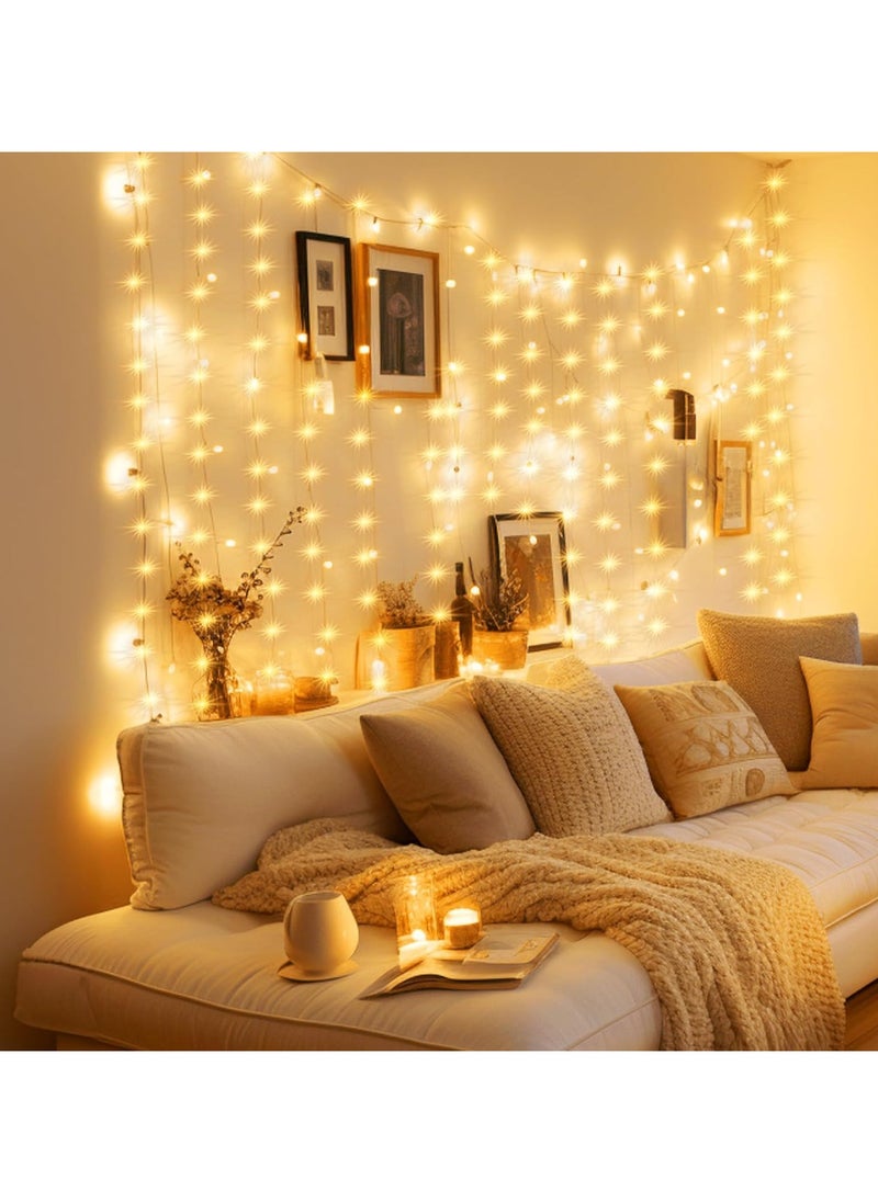 Generic - 300LED Curtain Fairy Lights, Ramadan Fairy Light, 3X3Meters, Remote Control, 8 Lighting Modes, USB Powered, for Eid Party, Home, Bedroom, Indoor Outdoor Wall Decoration (Warm White) - Image 1