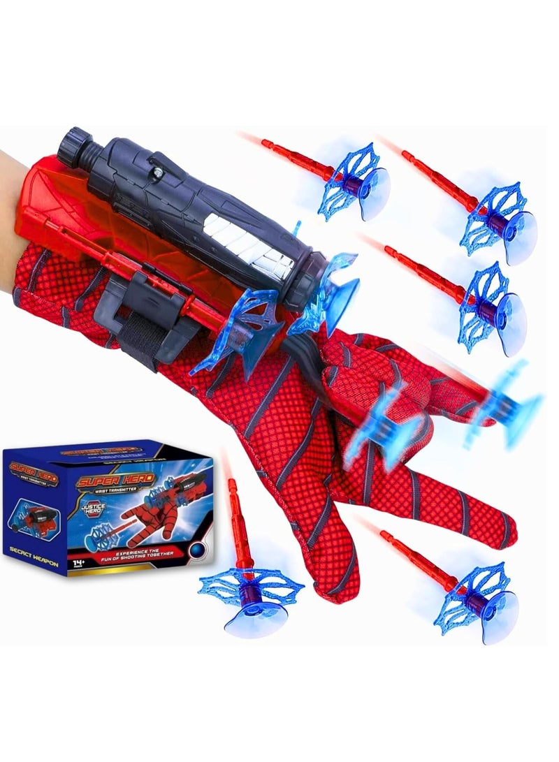 MAGIC VAULT Spider Web Shooter for Kids - Hero Launcher Wrist Toy Set with 1 Launcher, 6 Soft Bullets & Gloves - Cosplay Role Play Wrist Toy for Boys - Sticky Wall Soft Bomb Fun Toy for Kids Fans & Parties - Image 1
