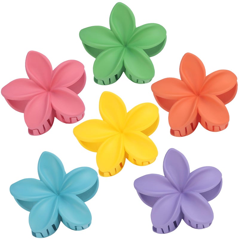 Sisiaipu Flower Hair Clips for Women 6 Pcs Hawaiian Large Claw Clips Plumeria Medium Hair Claw Clips for Thick Thin Hair Hibiscus Tropical Beach Hair Accessories for Women Girls and GirlsDopamine