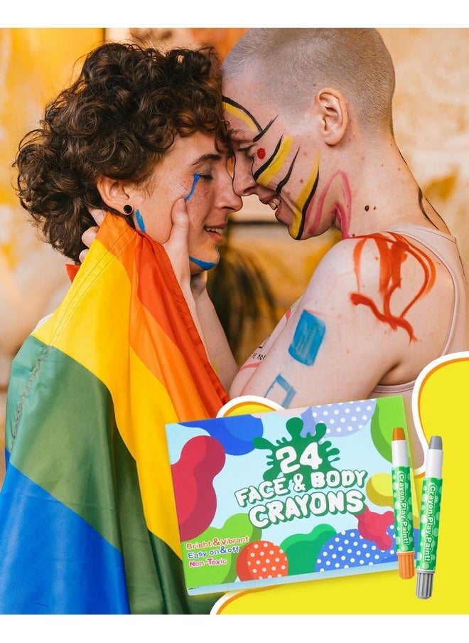 Lictin Rainbow Colors Face Painting Kits -24 Colors Twistable Face Paint Crayons, Lgbt Water Based Face Paint Marker Sticks For Pride Day, Christmas, Cosplay  - Image 2