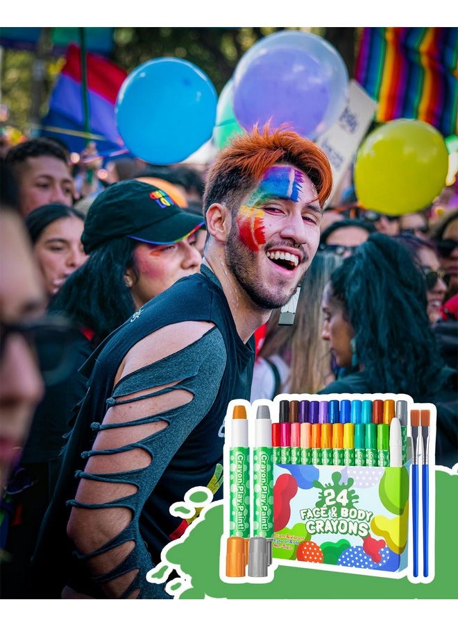 Lictin Rainbow Colors Face Painting Kits -24 Colors Twistable Face Paint Crayons, Lgbt Water Based Face Paint Marker Sticks For Pride Day, Christmas, Cosplay  - Image 3