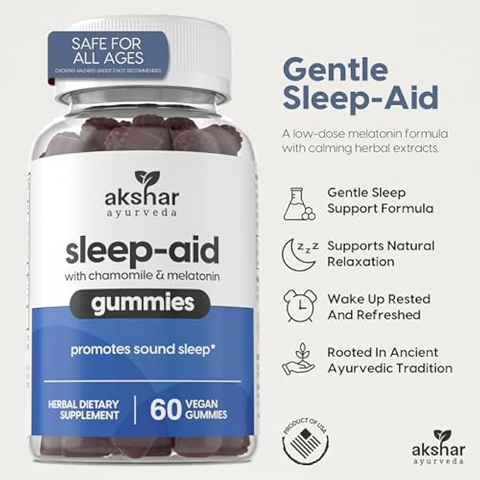 AKSHAR ayurveda – Sleep Gummies for Adults with Melatonin, Chamomile, Passionflower and Lemon Balm – 3mg Melatonin Gummies for Sleeping – Non-GMO Vegan Gluten Free Made in USA (60 Count) - Image 2