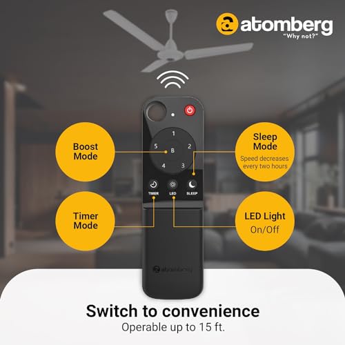 atomberg Efficio Alpha 1200mm BLDC Ceiling Fan with Remote Control | BEE 5 star Rated Energy Efficient Ceiling Fan | High Air Delivery with LED Indicators | 2 Year Warranty (Gloss White) - Image 3