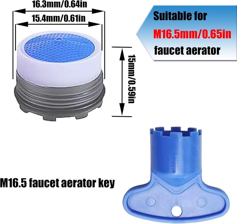BOETOADG 4PCS Faucet Aerator M16.5, Plug-In Faucet Aerator Faucet Restrictor Replacement Parts for Kitchen Bathroom Sink Aerator with Key Removal Wrench Tool, 1.2GPM, 16.5mm/0.65inch - Image 2