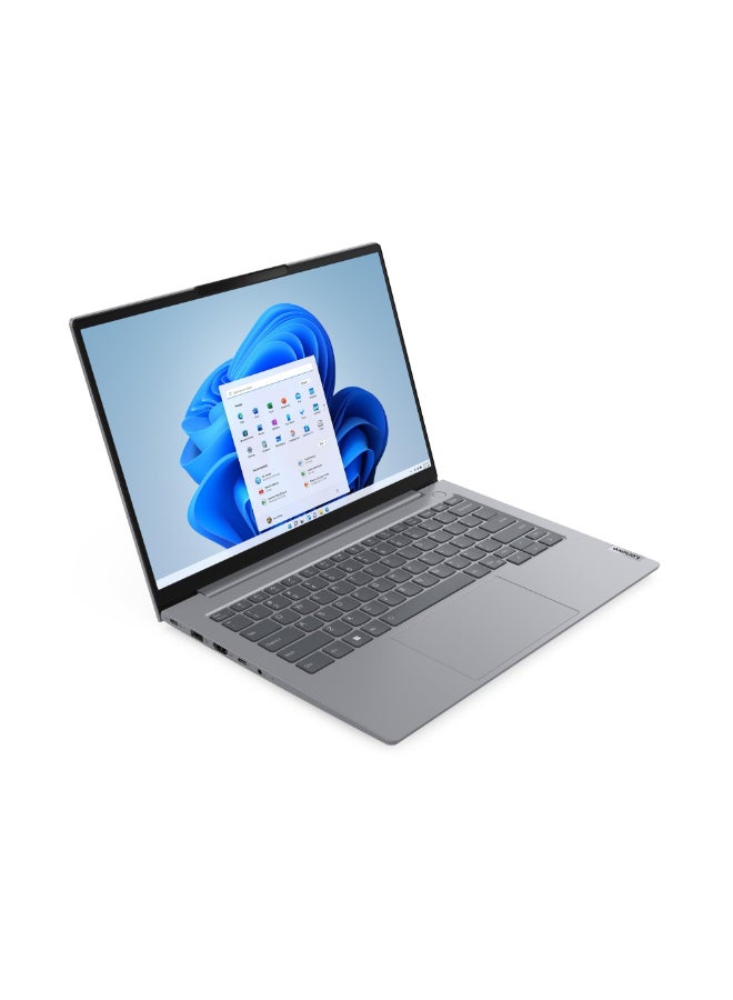 حاسوب محمول ThinkBook 14 الجيل 6 للأعمال، شاشة WUXGA IPS 14"، معالج Intel Core i7-13700H، 8GB DDR5 RAM، 512GB SSD، رسومات Intel Iris Xe، قارئ بصمات الأصابع إنجليزي رمادي قطبي
