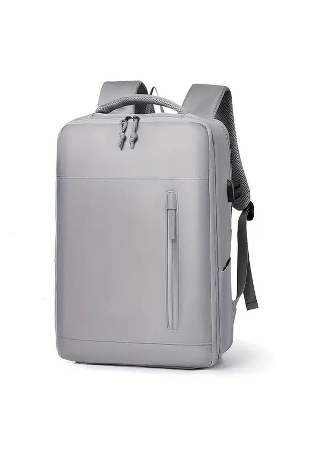 Gray Expandable Airplane Approved Laptop Backpack Heavy Duty Nylon Computer Carry On Bag - Image 1