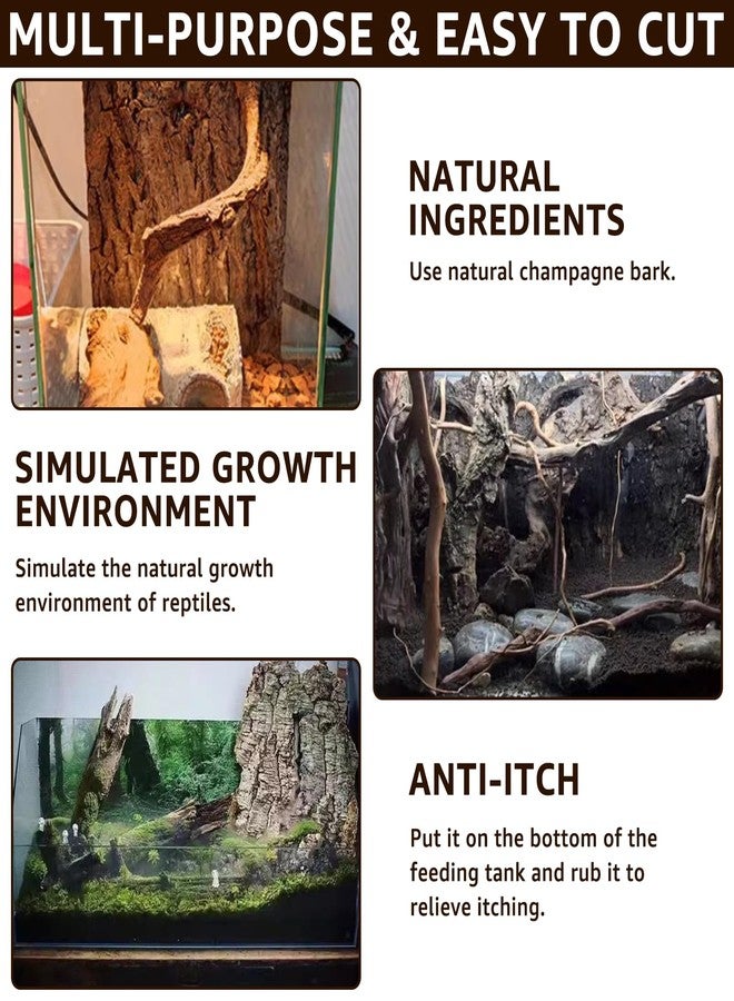 RHBLME 4 Pack Cork Bark, 11.8" L x 7.8" W Cork Bark for Reptiles, Cork Bark for Terrarium, Reptile Tank Background Terrarium Backdrop Wall Decor Natural Reptile Climbing Mat - Image 4