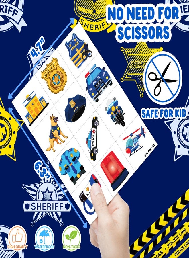 91TATTOOS 60 PCS Police Car Police Officer Policeman Pre-Cut Temporary Tattoos - Image 4