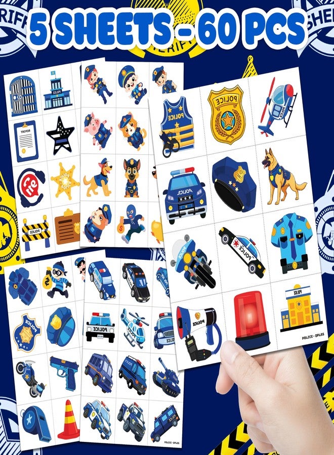 91TATTOOS 60 PCS Police Car Police Officer Policeman Pre-Cut Temporary Tattoos - Image 3