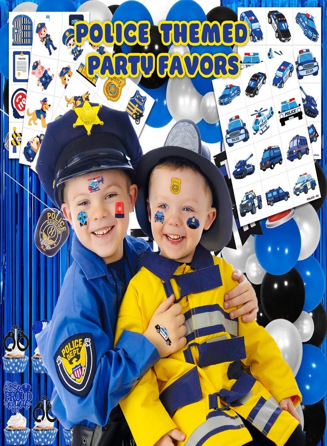91TATTOOS 60 PCS Police Car Police Officer Policeman Pre-Cut Temporary Tattoos - Image 2