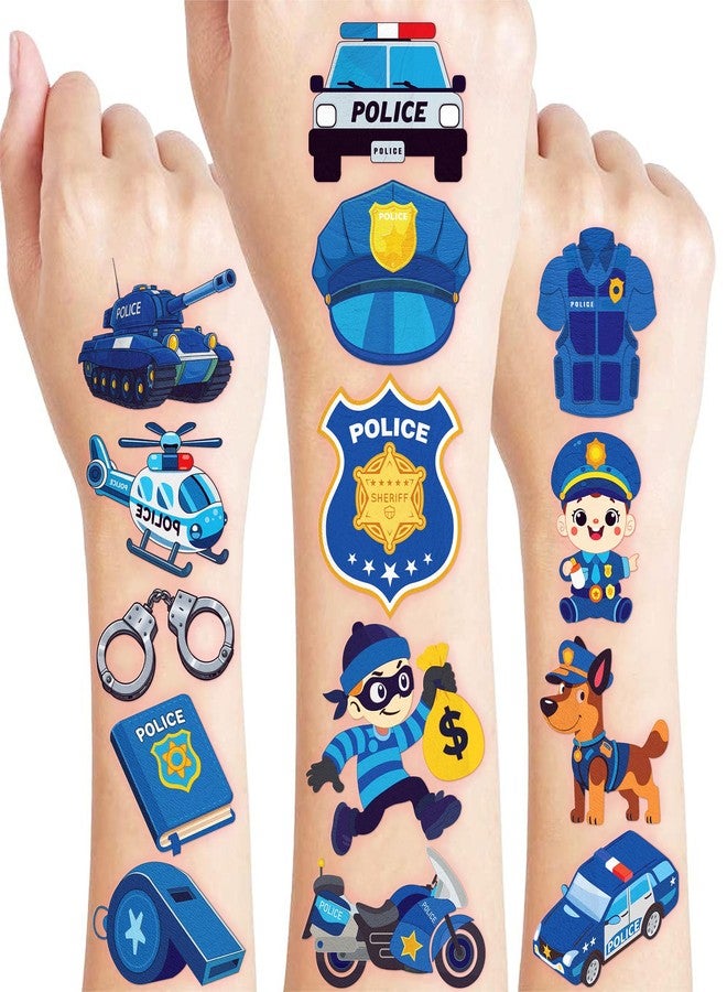 91TATTOOS 60 PCS Police Car Police Officer Policeman Pre-Cut Temporary Tattoos - Image 1