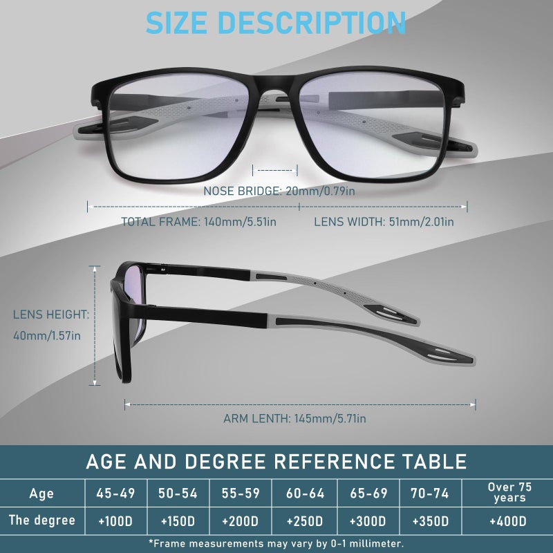 Bloexclu 6 Pack Reading Glasses For Men Sports Style Blue Light Blocking Readers With Spring Hinge Women Eyeglasses (Black & Red & Brown & Orange & Blue & Transparent  2.25  X) - Image 2