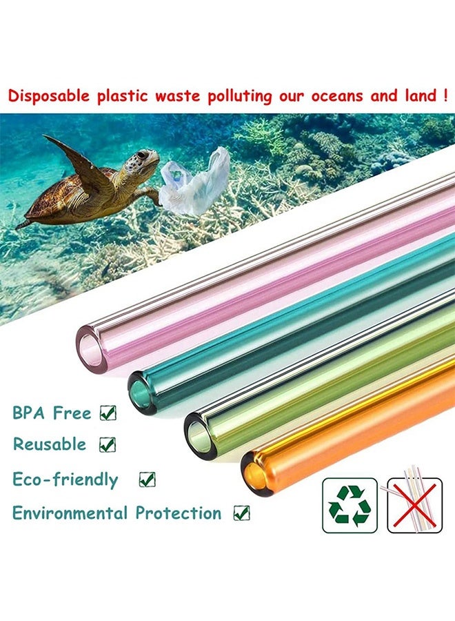 Photon 12 Pcs Colorful Glass Straws Set, 8"x8mm Eco-friendly Drinking Straws, For Smoothies, Milkshakes, Tea, Juice, Cocktails - Multi-Color Mixed - Image 4