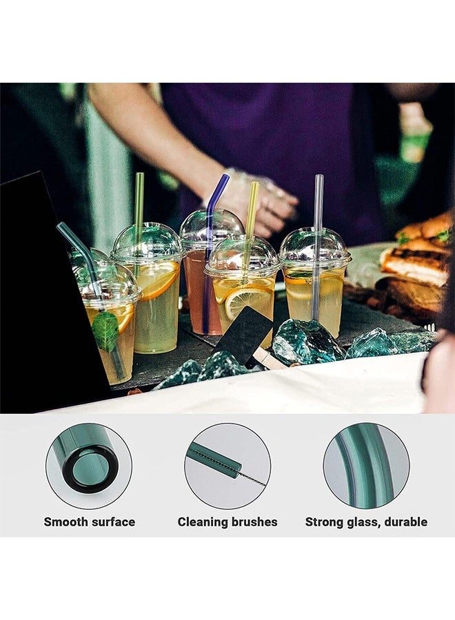 Photon 12 Pcs Colorful Glass Straws Set, 8"x8mm Eco-friendly Drinking Straws, For Smoothies, Milkshakes, Tea, Juice, Cocktails - Multi-Color Mixed - Image 5