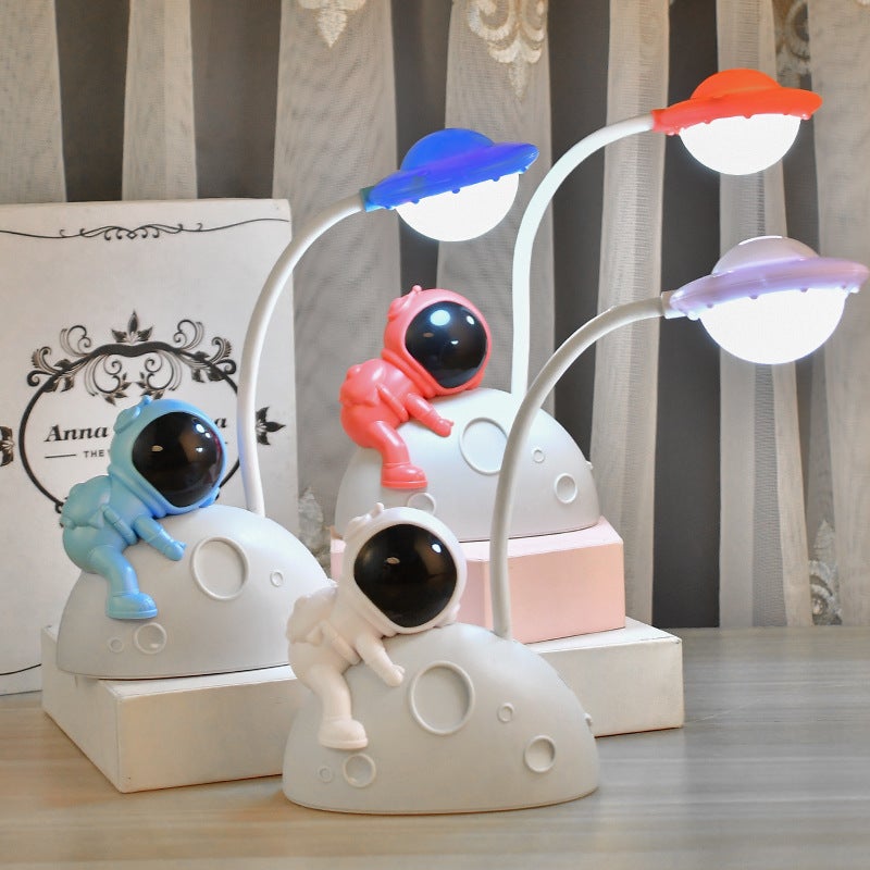 LED Desk Lamp Astronaut Cartoon Design - Rechargeable Eye-protecting Compact Light for Dorm, Study And Workspace - Image 1