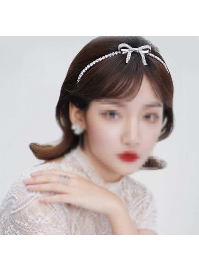 Teensery 1 Piece Alloy Rhinestone Headband Sparkly Crystal Bow Hair Band Hair Hoop Headwear Hair Accessories for Women and Girls - Image 5