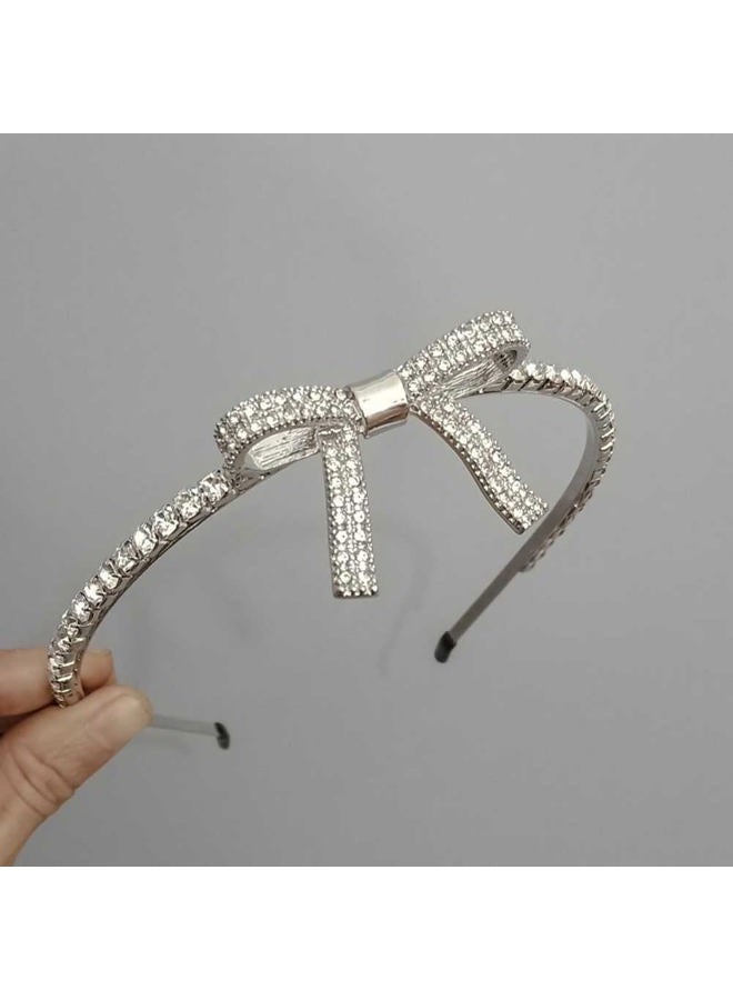 Teensery 1 Piece Alloy Rhinestone Headband Sparkly Crystal Bow Hair Band Hair Hoop Headwear Hair Accessories for Women and Girls - Image 2