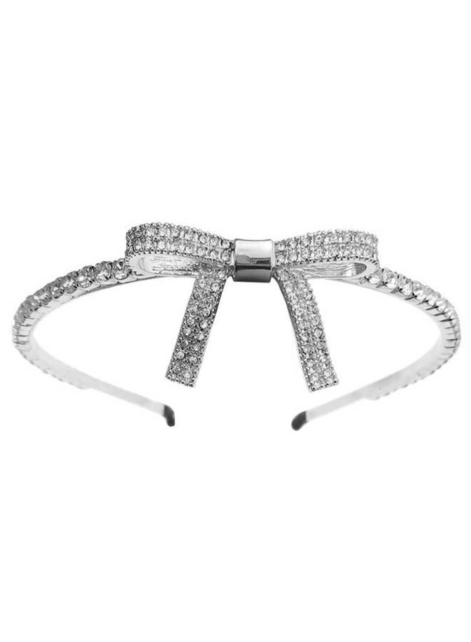 Teensery 1 Piece Alloy Rhinestone Headband Sparkly Crystal Bow Hair Band Hair Hoop Headwear Hair Accessories for Women and Girls - Image 1