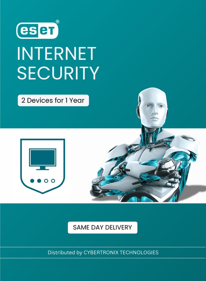 ESET NOD32 Internet Security | 2 Devices for 1 Year | Digital License | SAME DAY DELIVERY