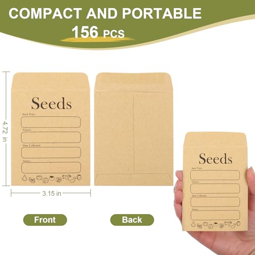 Joyberg 156 PCS Seed Envelopes 3.15”x 4.72”, Seed Packets Envelopes Kraft Seeds Saving Envelope, Self Sealing Seeds Storage Mini Envelope for Flower Vegetable - Image 2