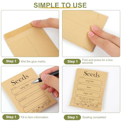 Joyberg 156 PCS Seed Envelopes 3.15”x 4.72”, Seed Packets Envelopes Kraft Seeds Saving Envelope, Self Sealing Seeds Storage Mini Envelope for Flower Vegetable - Image 4