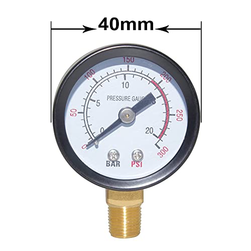 Joywayus Pressure Gauge 0 to 300 PSI Brass 1/8" Male NPT Thread Lower Mount, Multiple Function - Image 3