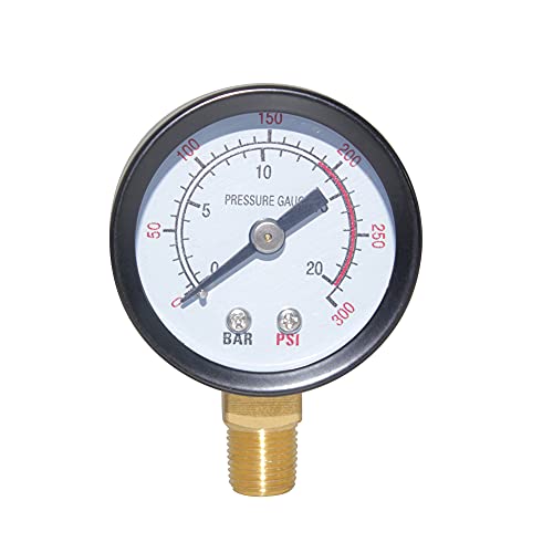 Joywayus Pressure Gauge 0 to 300 PSI Brass 1/8" Male NPT Thread Lower Mount, Multiple Function - Image 5