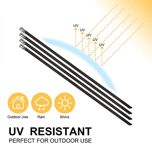 OFFO Black Zip Ties Made of Metal 125 PCS 11.8 in Premium Heavy Duty Stainless Steel Wire Multifunctional Locking Exhaust Wrap Flexible Durable - Image 3