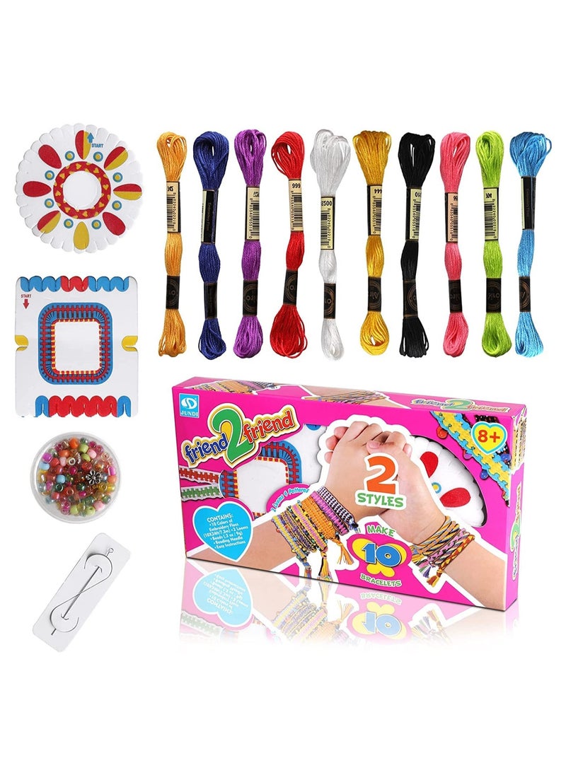 KASTWAVE Friendship Bracelet Making Kit for Girls Kids Bracelets Making Craft Toy Set with Letter Beads/Glass Beads/Woven Board 10 Colors Friendship Bracelet Kit Arts and Crafts for Kids with Beads  - Image 1