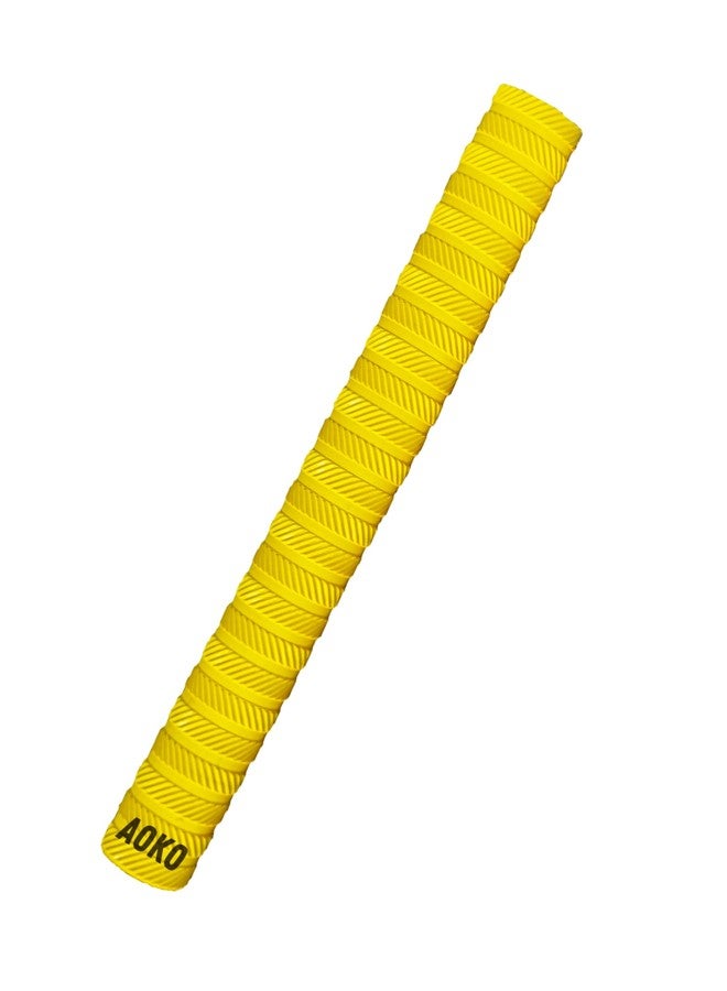 AOKO Premium Plain Cricket Bat Grip | Ultra Tacky Rubber Handle Grip for Superior Bat Control - Pack of 1 (Yellow) - Image 1