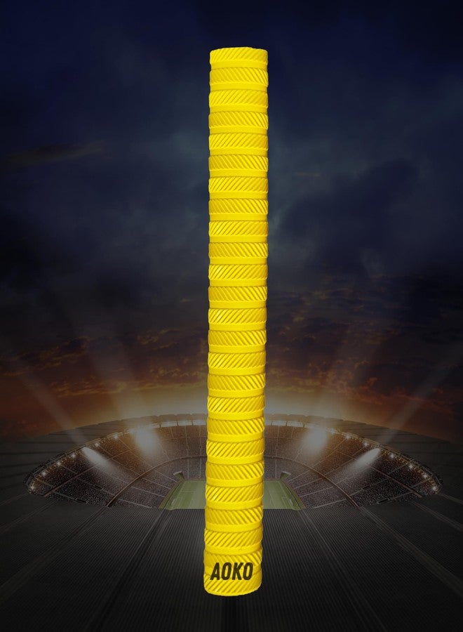 AOKO Premium Plain Cricket Bat Grip | Ultra Tacky Rubber Handle Grip for Superior Bat Control - Pack of 1 (Yellow) - Image 2
