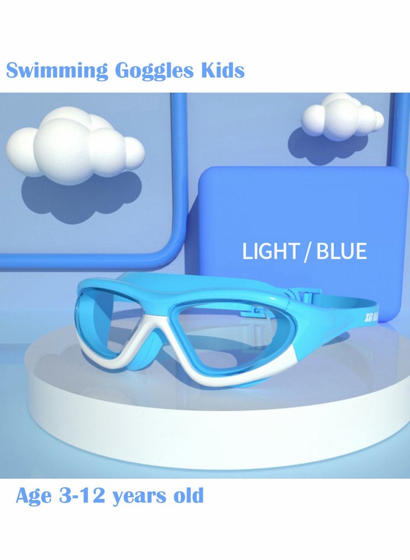 Y&D Swim Goggles Kids Big Frame Wide-Vision Anti Fog No Leaking UV Protection with Free Case, Nose Clip Ear Plugs Age 3-12 Years Old - Image 2
