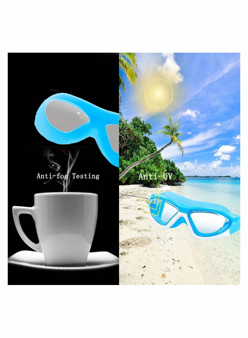 Y&D Swim Goggles Kids Big Frame Wide-Vision Anti Fog No Leaking UV Protection with Free Case, Nose Clip Ear Plugs Age 3-12 Years Old - Image 3