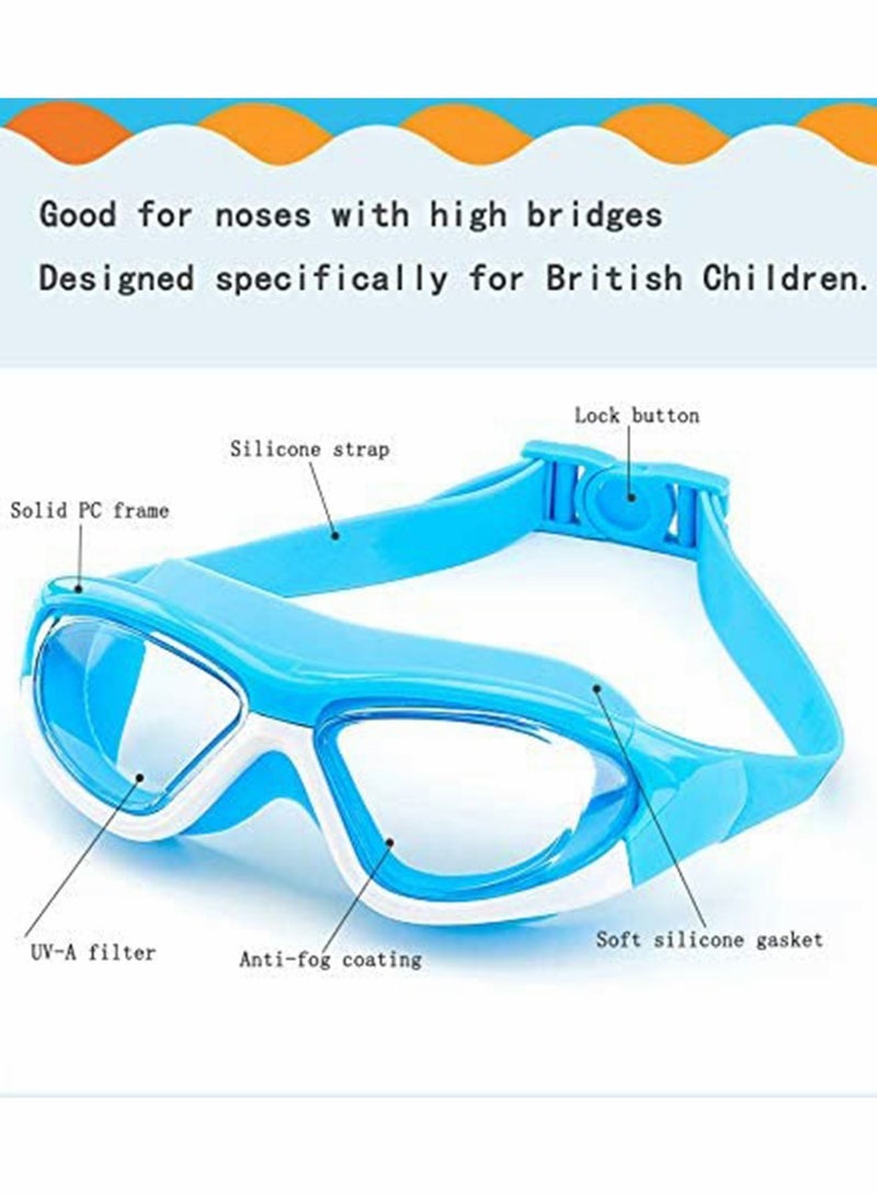 Y&D Swim Goggles Kids Big Frame Wide-Vision Anti Fog No Leaking UV Protection with Free Case, Nose Clip Ear Plugs Age 3-12 Years Old - Image 4