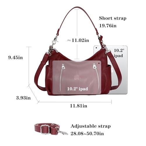 HESHE Genuine Leather Purses for Women Shoulder Hobo Bag Crossbody Satchel Handbags Designer Ladies Totes Purse - Image 3