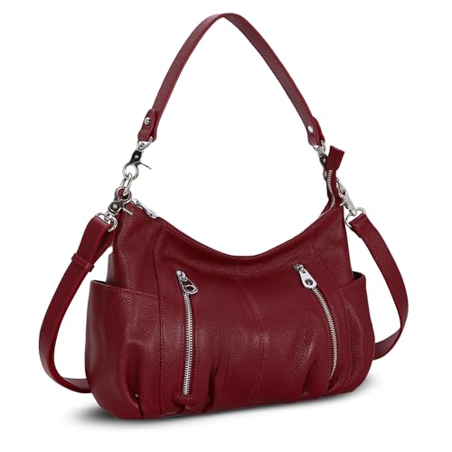HESHE Genuine Leather Purses for Women Shoulder Hobo Bag Crossbody Satchel Handbags Designer Ladies Totes Purse - Image 1