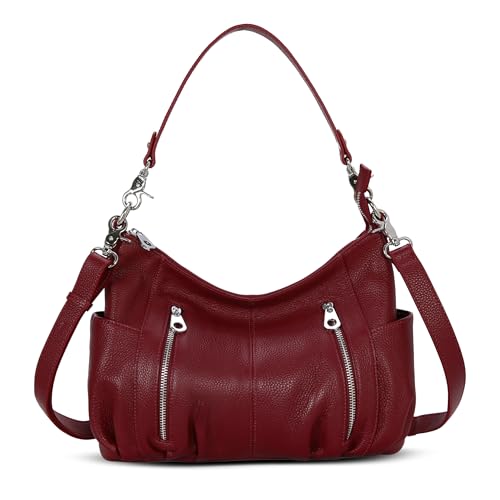 HESHE Genuine Leather Purses for Women Shoulder Hobo Bag Crossbody Satchel Handbags Designer Ladies Totes Purse - Image 2