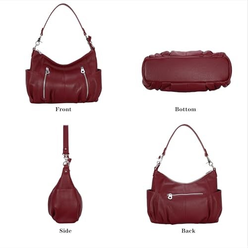 HESHE Genuine Leather Purses for Women Shoulder Hobo Bag Crossbody Satchel Handbags Designer Ladies Totes Purse - Image 5
