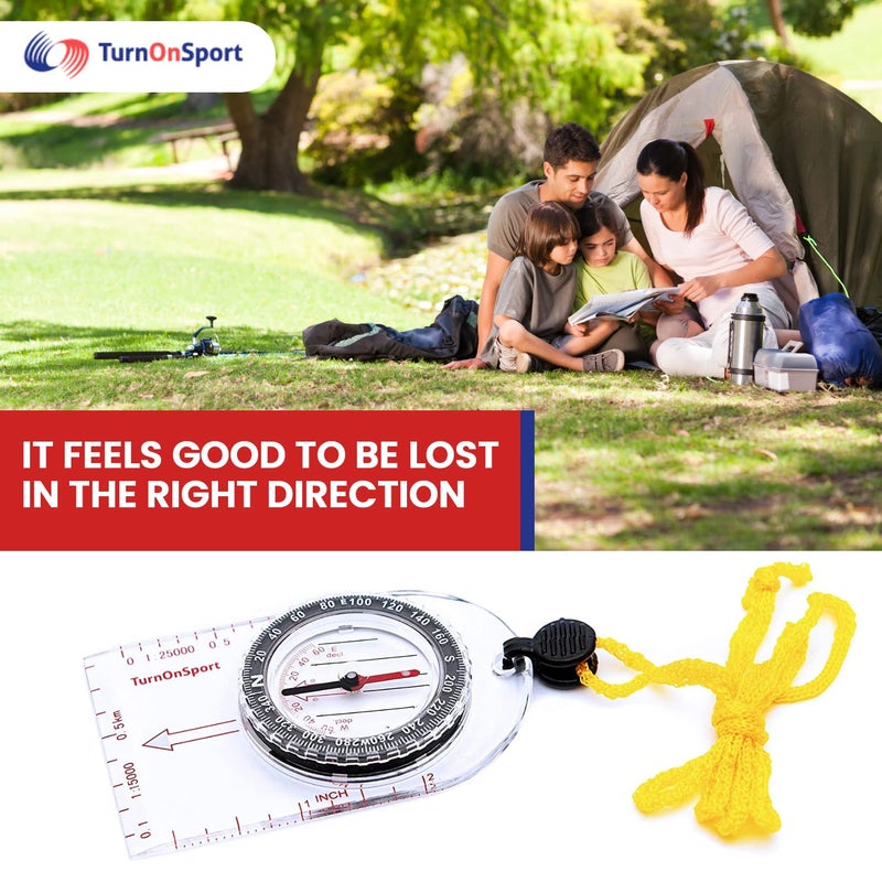 TurnOnSport Boy Scout Hiking Compass TurnOnSport | Orienteering Compass for Kids Map Navigation - Small Survival Compass - Waterproof & Lightweight Small Survival Compass - Mini Camping Compass - Kids Camping Kit - Image 5