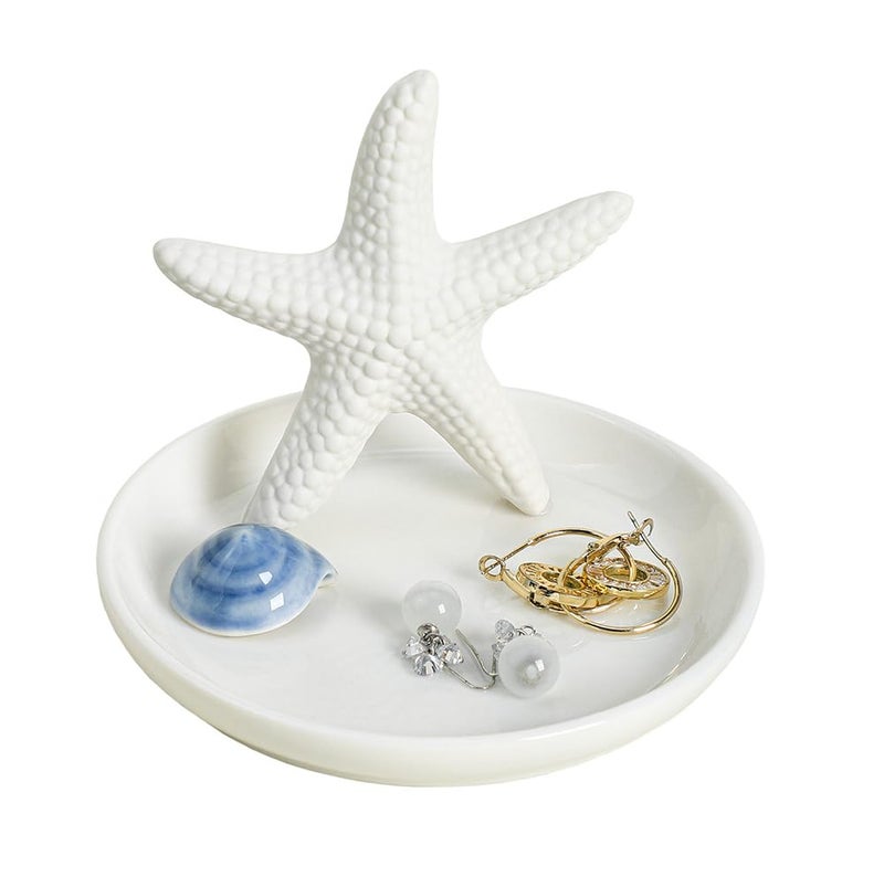 Ceramics Starfish Jewelry Tray Ring Trinket Dish Holder