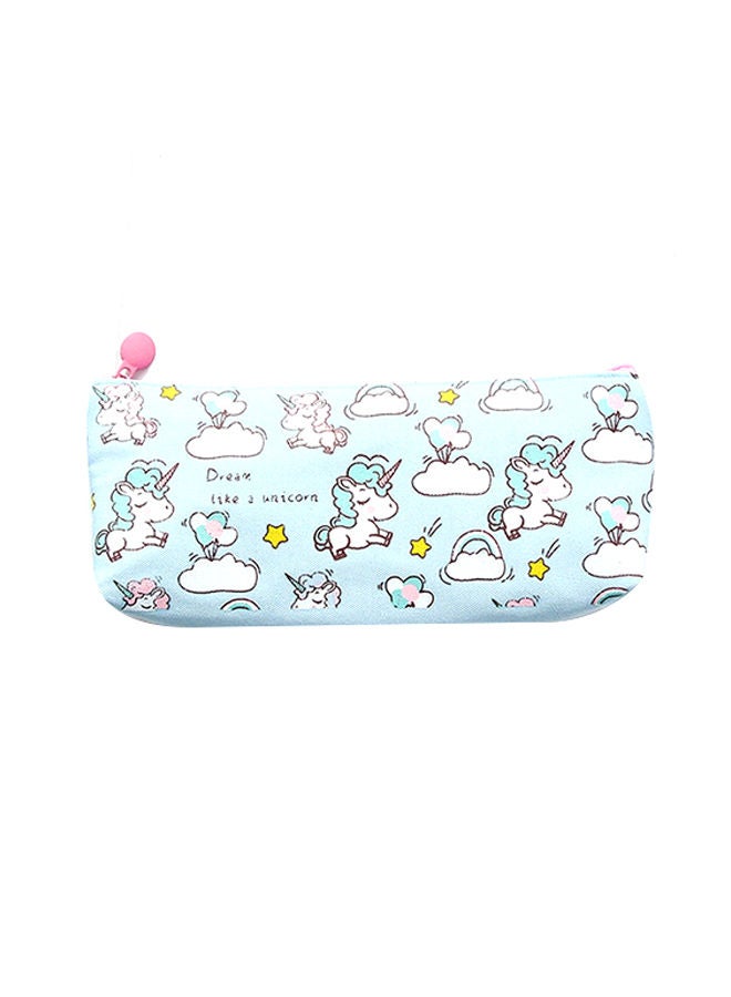 NIBEMINENT Cute Cartoon Animal Unicorn Pattern Pencil Case Blue