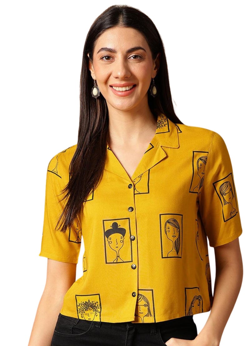 rytras Women's Regular Top(RYTTOP104-N,Yellow,M) - Image 1