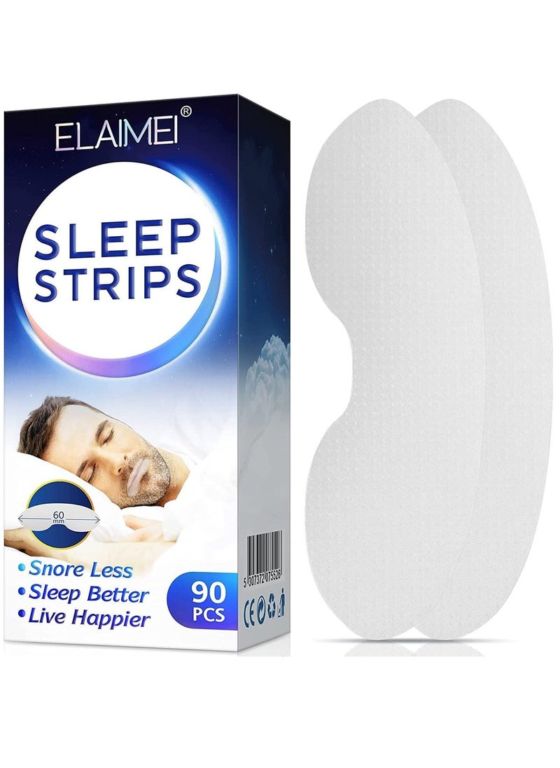 Elaimei - Mouth Tape for Sleeping 90Pcs Sleep Mouth Strips for Less Mouth Breathing Advanced Gentle Mouth Strips for Nasal Breathing Improve Sleep Quality and Stop Snoring Solution Strips - Image 1