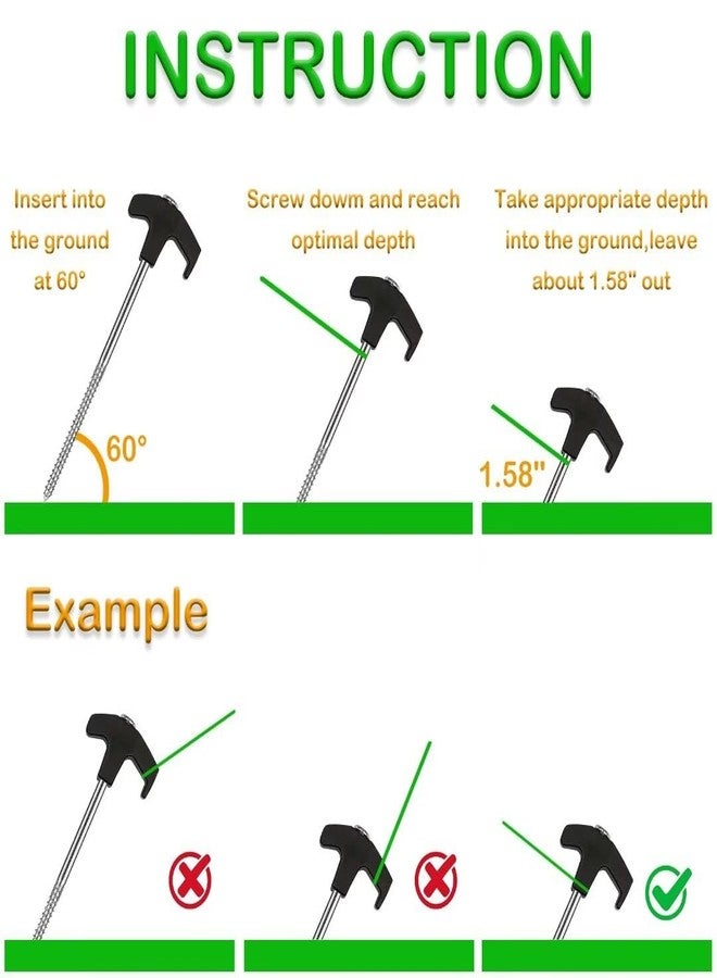 Cheardia 20 Pack Tent Stakes Heavy Duty, 8 Inch Tent Stakes Tent Pegs Camping Non-Rust Ground Stakes for Camping Patio, Garden, Canopies, Grassland, Outdoor (Black) - Image 4