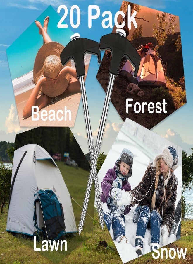Cheardia 20 Pack Tent Stakes Heavy Duty, 8 Inch Tent Stakes Tent Pegs Camping Non-Rust Ground Stakes for Camping Patio, Garden, Canopies, Grassland, Outdoor (Black) - Image 5