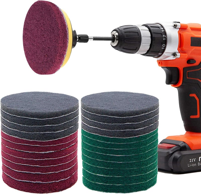 GOH DODD Power Scrubber Pads Drill Attachment, 26 Pieces 4 Inch Headlight Restoration Kit Drill Brush Scouring Cleaning Pads for Kitchen, Bathroom, Grout, Carpet, Shower, Tub, Grill,Tile, Sanding - Image 1
