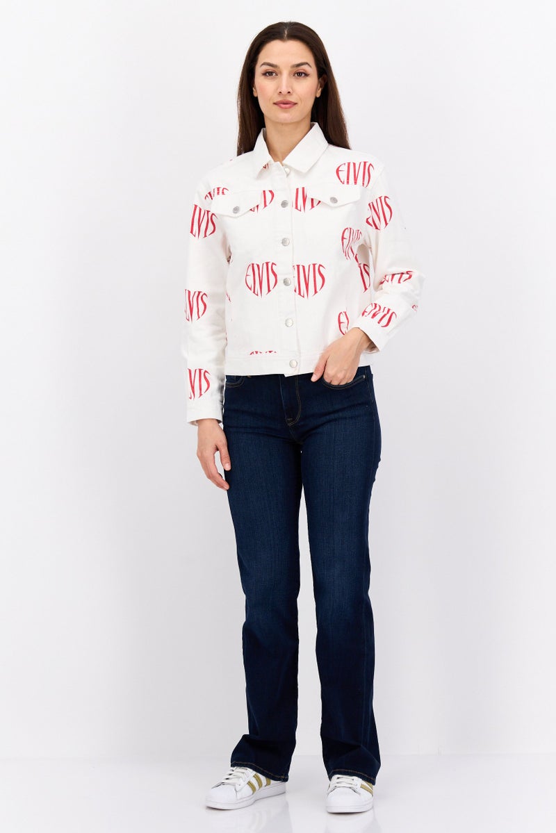 Elvis Presley Women Printed Jacket Shirt, Off White  - Image 4