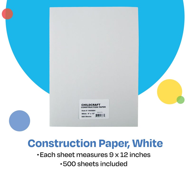 Childcraft Construction Paper, 9 x 12 Inches, White, 500 Sheets - Image 2